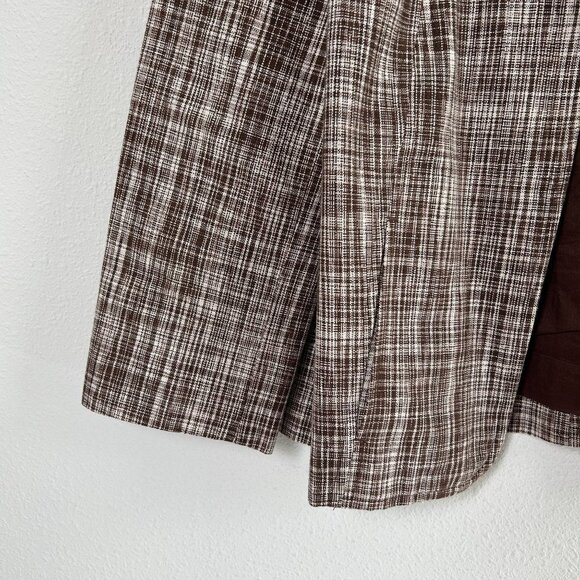 Talbots Blazer Size 4 Brown Plaid Linen Blend Lined Jacket Career Work Pockets - Picture 3 of 11